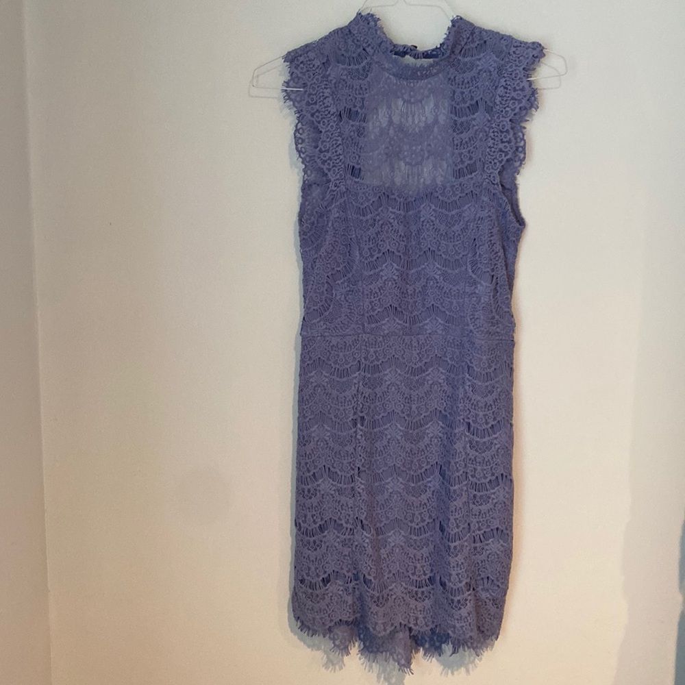 Free People Blue Daydream Lace Slip Dress Open Back Bodycon-Women’s S- NWT